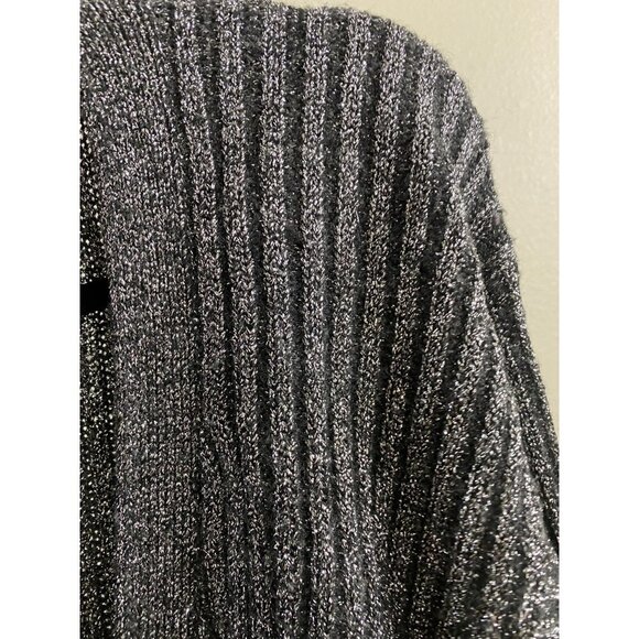 Vtg ADRIENNE VITTADINI LAMBSWOOL Sweater CARDIGAN WOMENS sz MEDIUM GRAY metallic - Picture 11 of 11